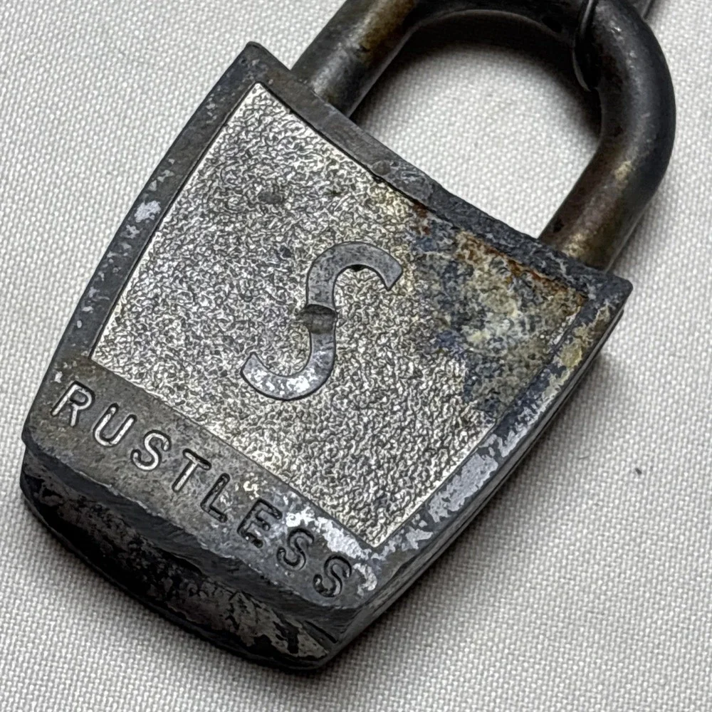 Vintage Slaymaker Rustless Antique Padlock 2 Keys Lock Works Patina Steel Rare